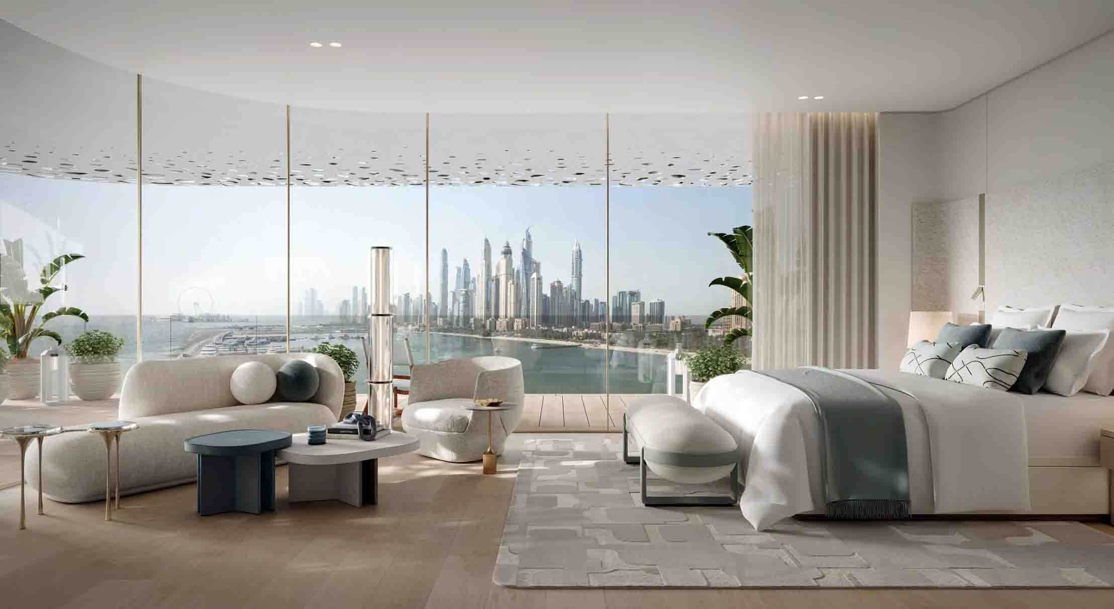 Master bedroom with marina view
